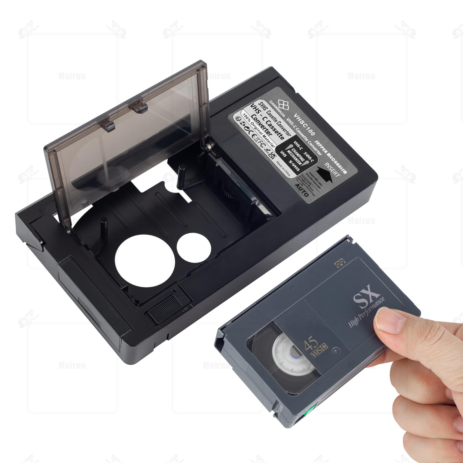Adaptateur cassette VHS C, compatible SVHS VHS-C vers VHS, caméscopes motorisés, idéal pour lecteur magnétoscope, lecteur de cassette vidéo et conversion VHS vers numérique