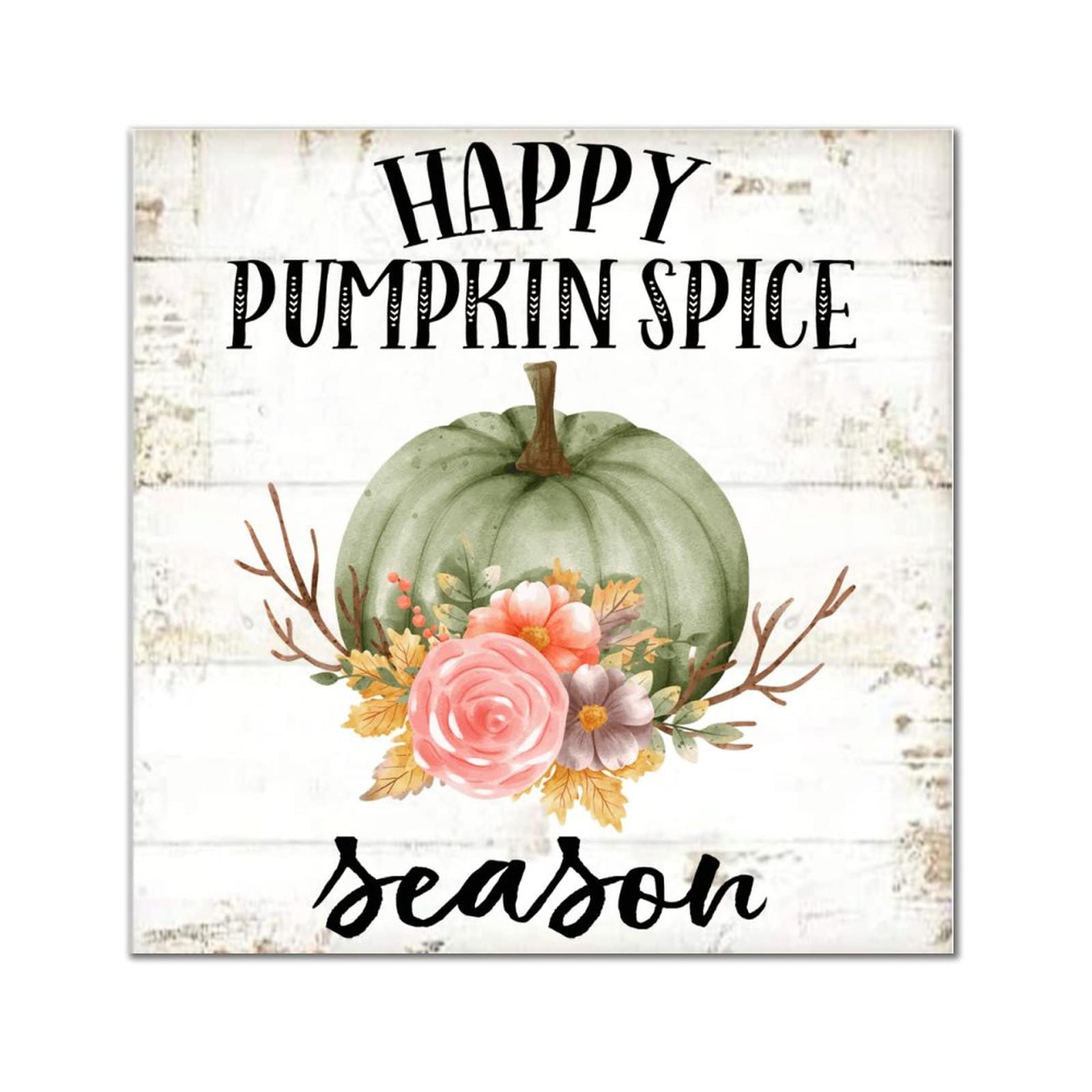 Idée cadeau déco automne avec plaque en bois Happy Pumpkin Spice Season