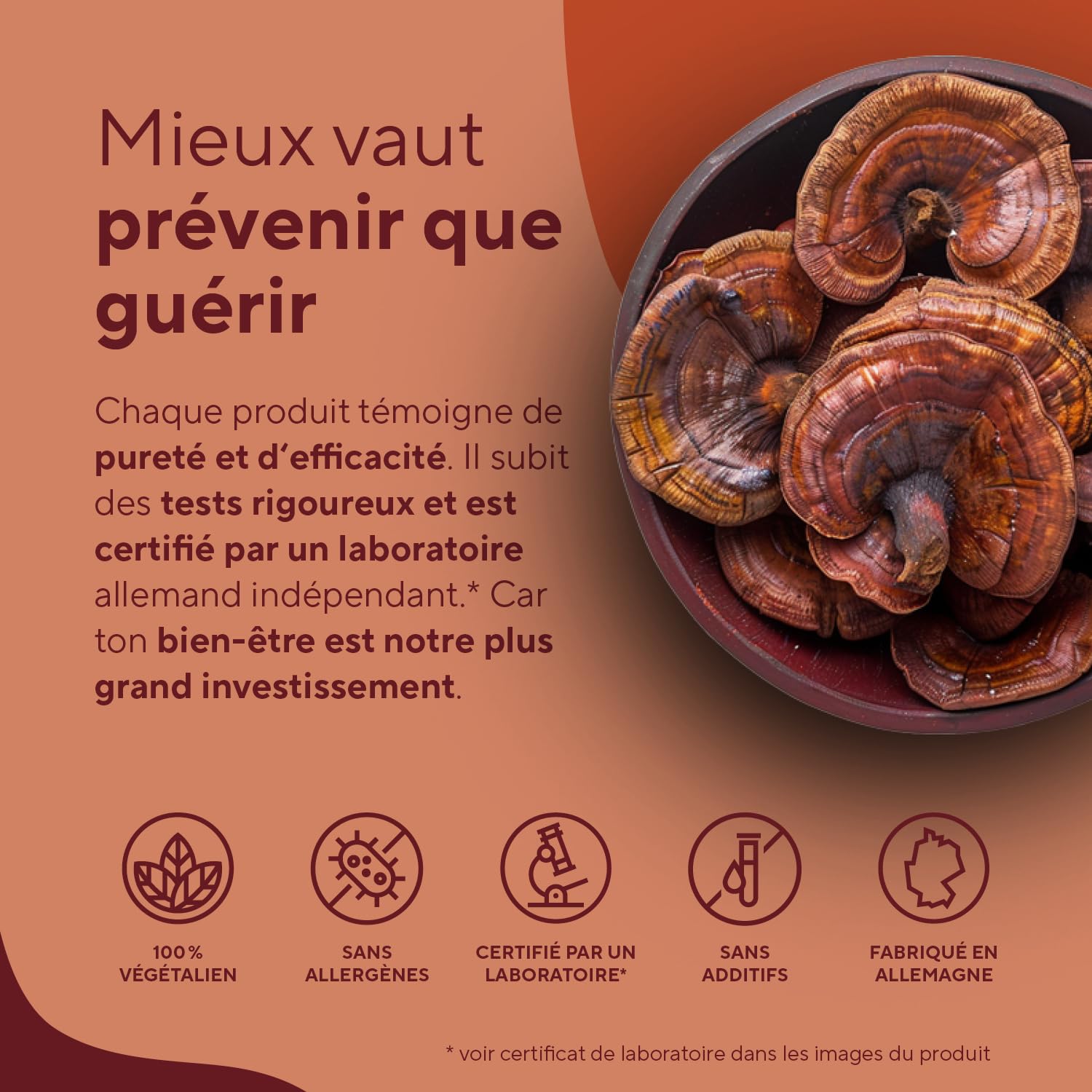 Reishi Ganoderma Lucidum - 270 Gélules - 20.100mg/jour, Extra Concentré (5:1) - 40% Polysaccharides - Immunité & Énergie - Sans Additifs, Gluten & Lactose - TRUE NATURE