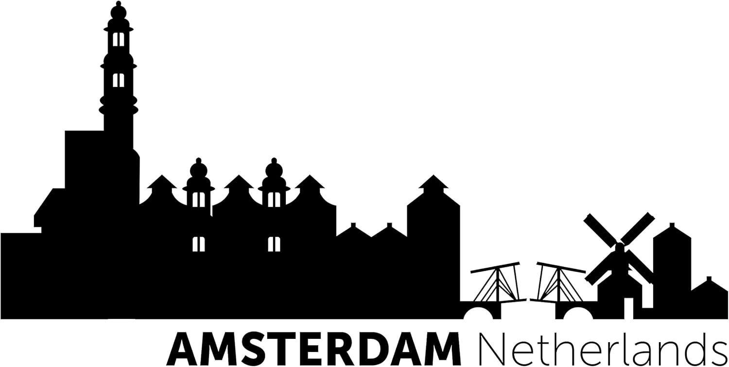 Amsterdam, Netherlands Vinyl Skylines 48x24 Peel'N'Stick Wall Art Posters & Prints