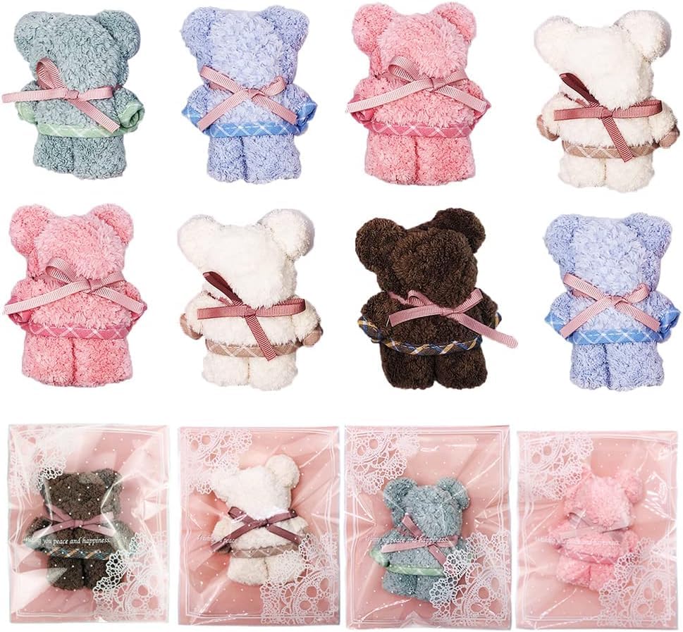 ハンカチ プチギフト タオル くまさん ベア ミニタオル ハンドタオル レディース 女性 かわいい 人気 引っ越し 挨拶 結婚式 誕生日 プレゼント クリスマス ギフト 祝い お返し 景品 ちょっとしたお礼 (くまちゃん 12点セット)