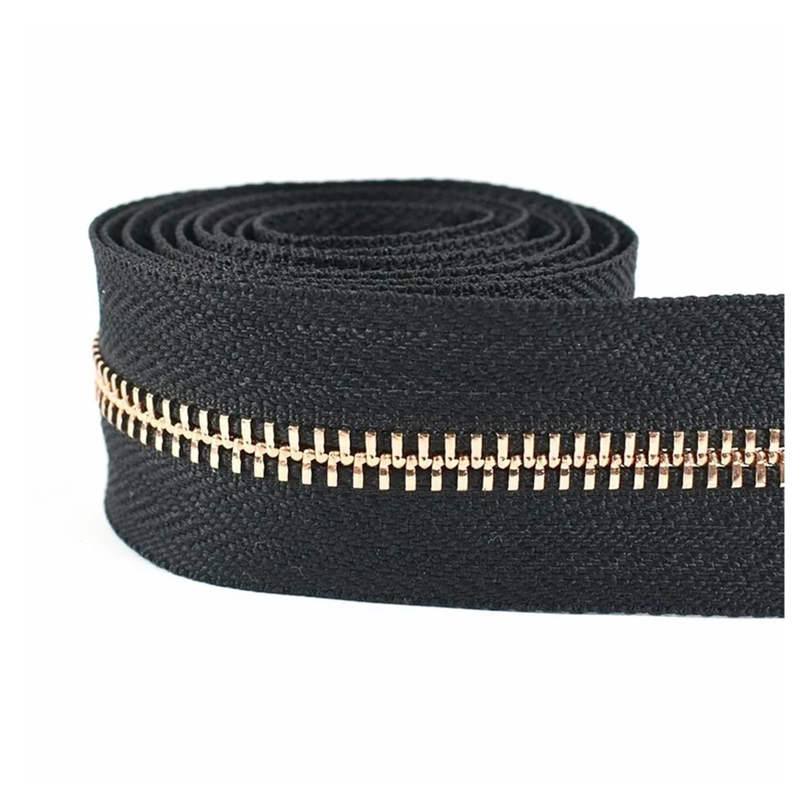 Cremalleras metálicas for bolsos, 1/2/3/4/5 yardas, 3#5#, costura, cremallera, abrigo deportivo, chaqueta, Kit de reparación cremalleras, accesorios ropa DIY(BlackRoseGold,5Yards,No5)