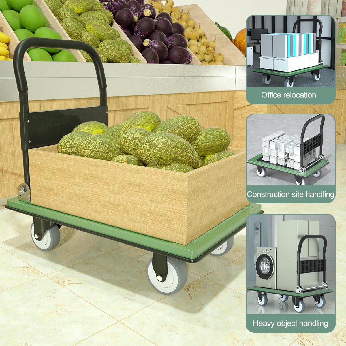 WUD Folding Push Cart - Heavy Duty Dolly -4