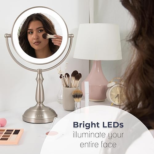Miniatura 7 de Zadro Espejo de maquillaje de 11 pulgadas con luces y aumento regulable táctil LED iluminado espejo de maquillaje con aumento 5X1