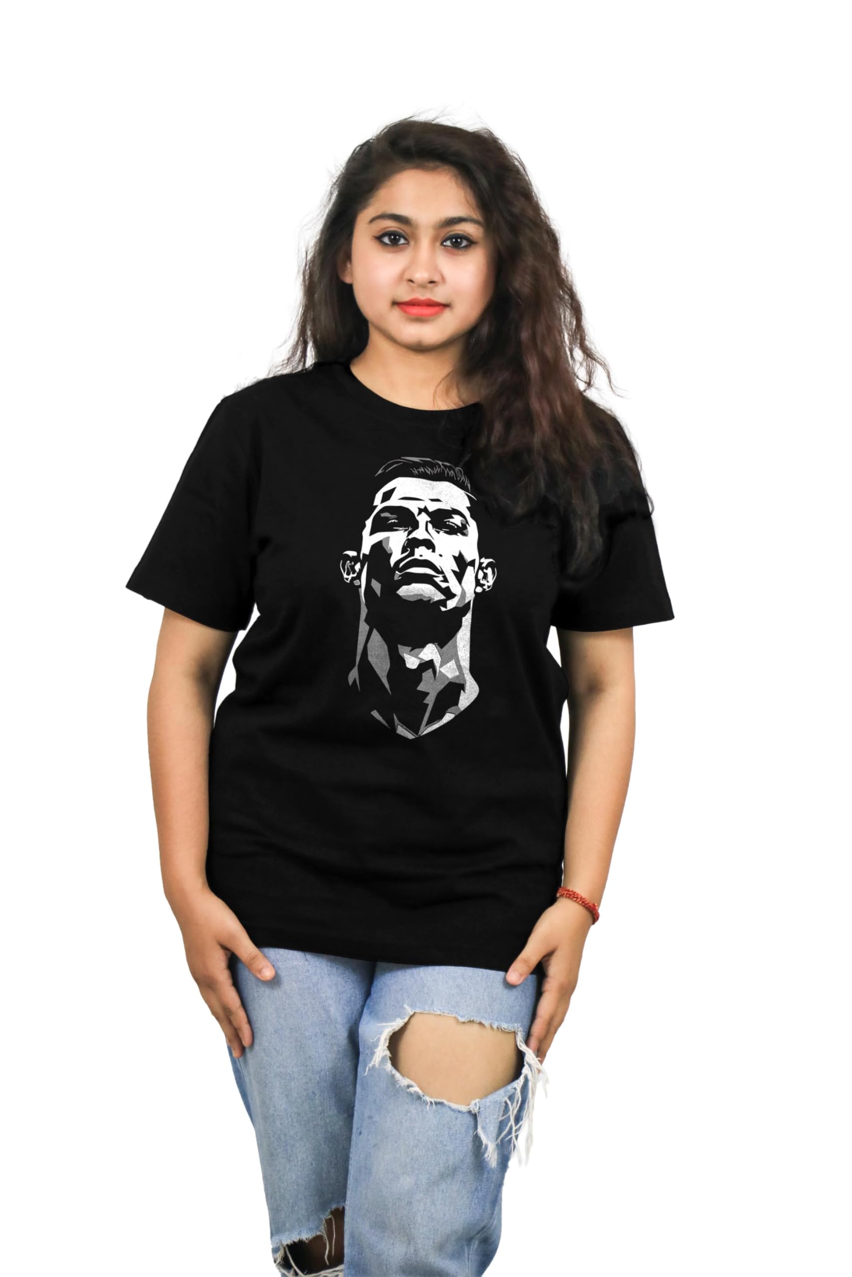 panda town Unisex Cotton - Cristiano Ronaldo Front and Back Printed- T-Shirt-picture-27