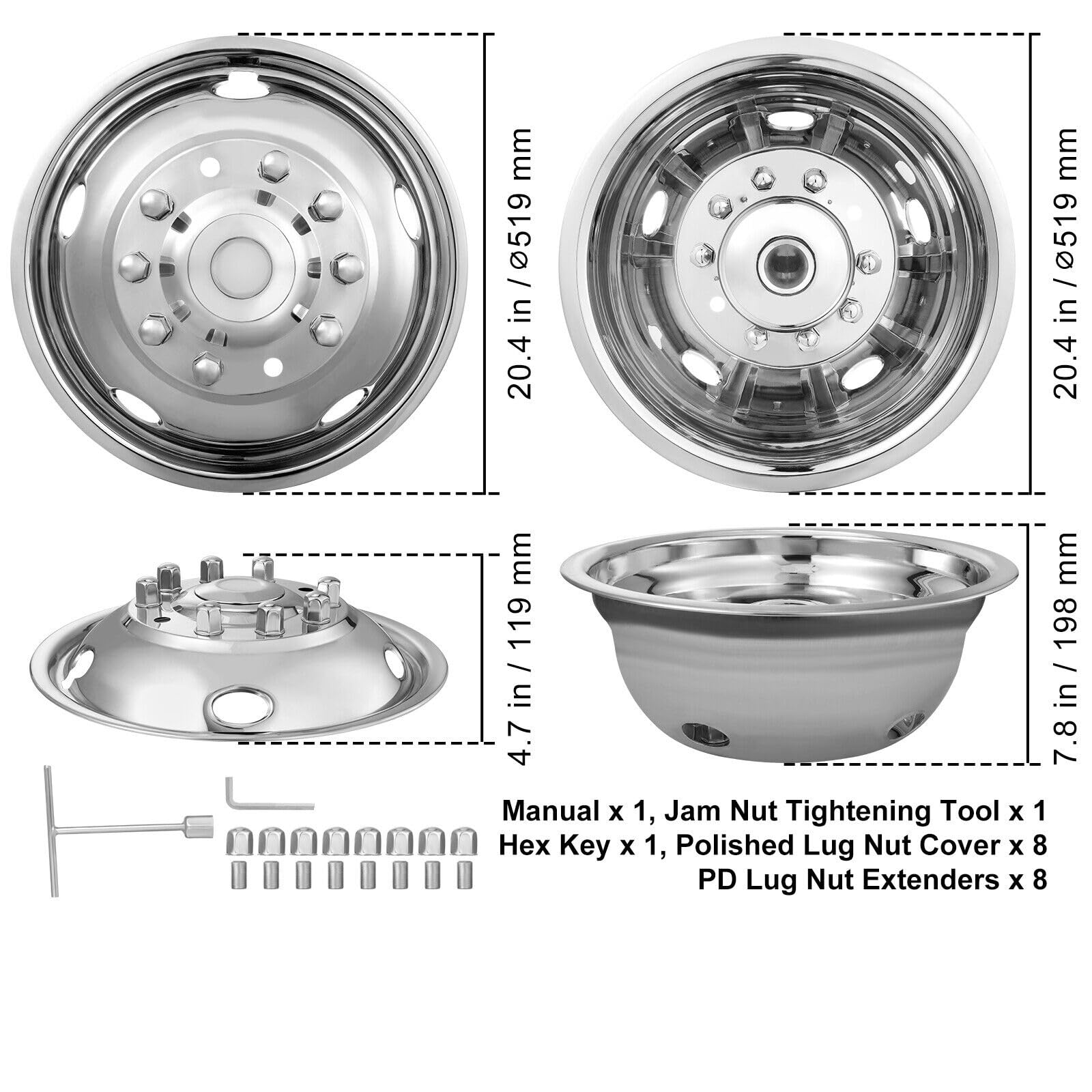 Lifeinfinity set of 4pcs 19.5