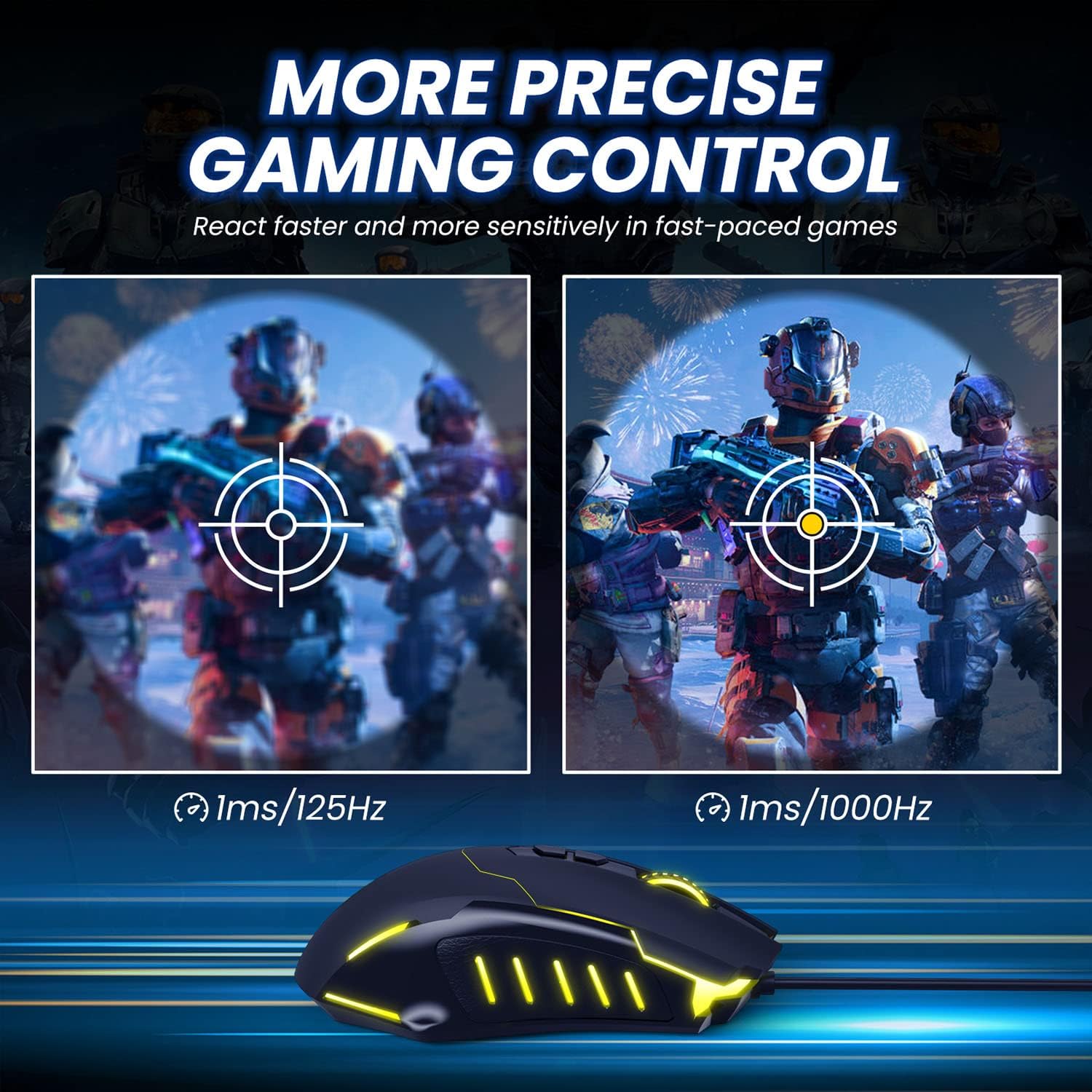 Tmaine Wired Gaming Mouse, Optical PC Gaming Mice with 16.8 Million RGB LED Backlit, High-Precision Adjustable 7200 DPI, 7 Programmable Buttons, Ergonomic USB Mouse for Windows/PC/Mac, Black