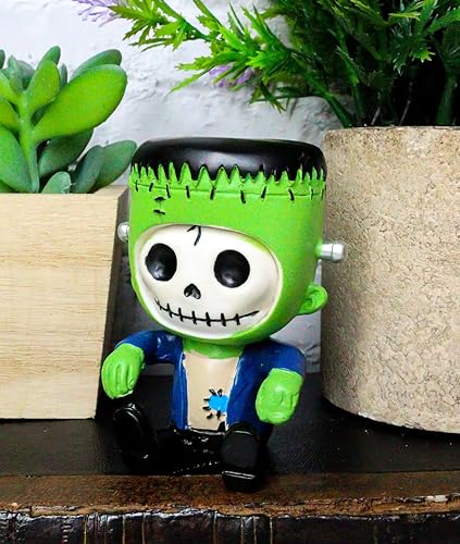 Miniatura 7 de Ebros Frankie The Frankenstein Furrybones - Figura pequeña de 3 pulgadas de alto, huesos peludos, esqueleto, monstruo, estatua de decoración como