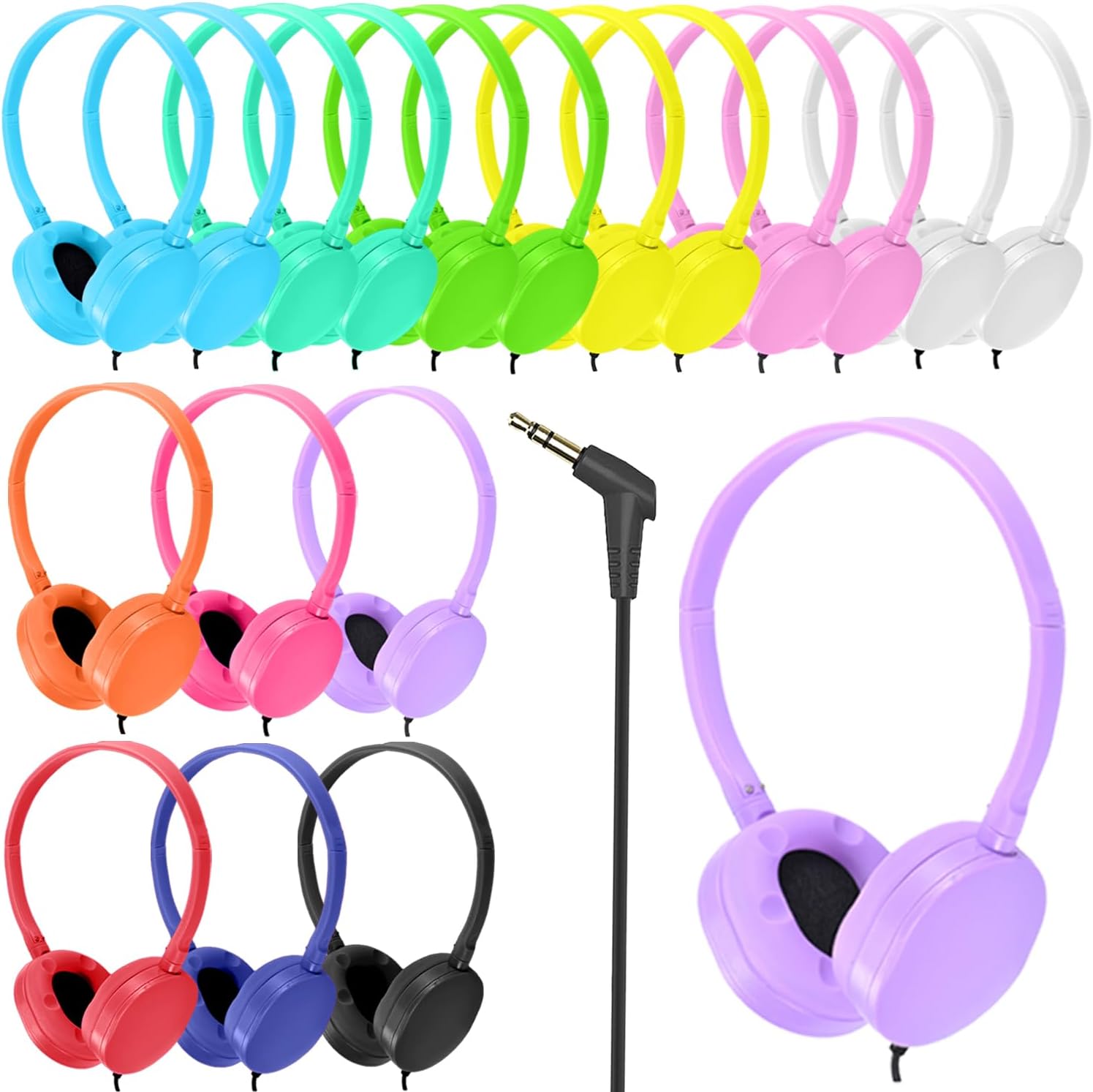 18 Pack Kids Headphones Bulk for Classroom School, Wholesale Wired Adjustable Headphones for Students Teens Children Gift and Adult(Mixed Colors)