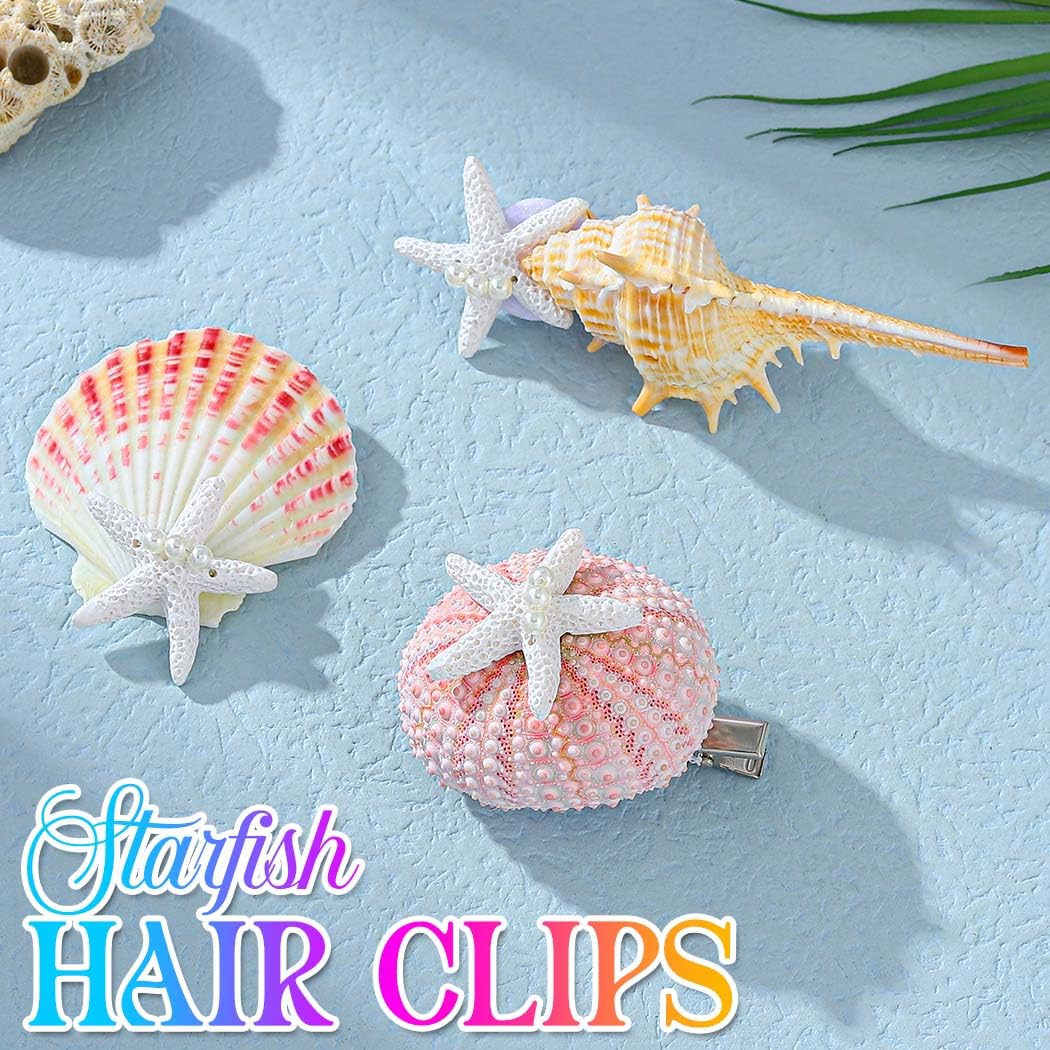 Reaky Mermaid Hair Clips Seashell Clip Starfish Hair Barrettes Hair Accessories for Women 3 Pieces, Silver, 1 count (Pack of 3) - Image 2