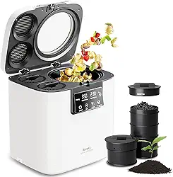 RoneKIT Composteira Elétrica Para Cozinha, Inteligente Com Janela De Visualização Interna E Externa/Sem Cheiro/Baixo Ruído/Autolimpeza, Máquina, Transforma Resíduos Alimentos Em Fertilizante Jardim,