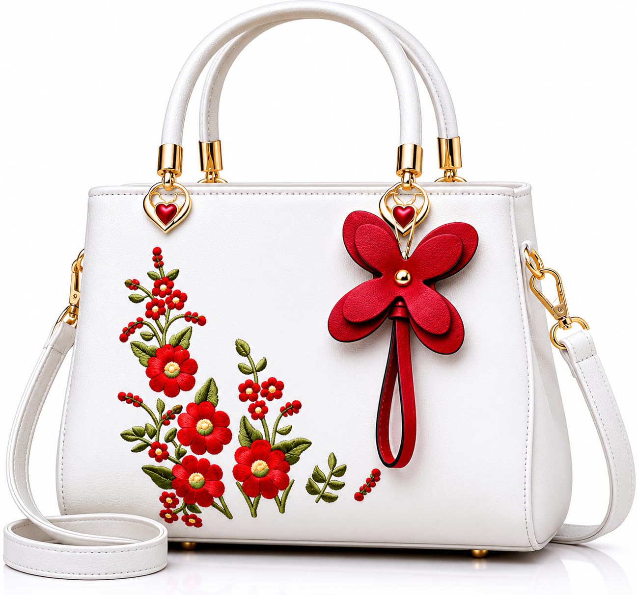 HOMIFYY Faux Leather Handbag for Women | Designer Ladies Floral Embroidered Handbag | Stylish Shoulder & Crossbody Purse with Top Handle | Stylish Ladies Purse, Shoulder Sling Bag-picture-10