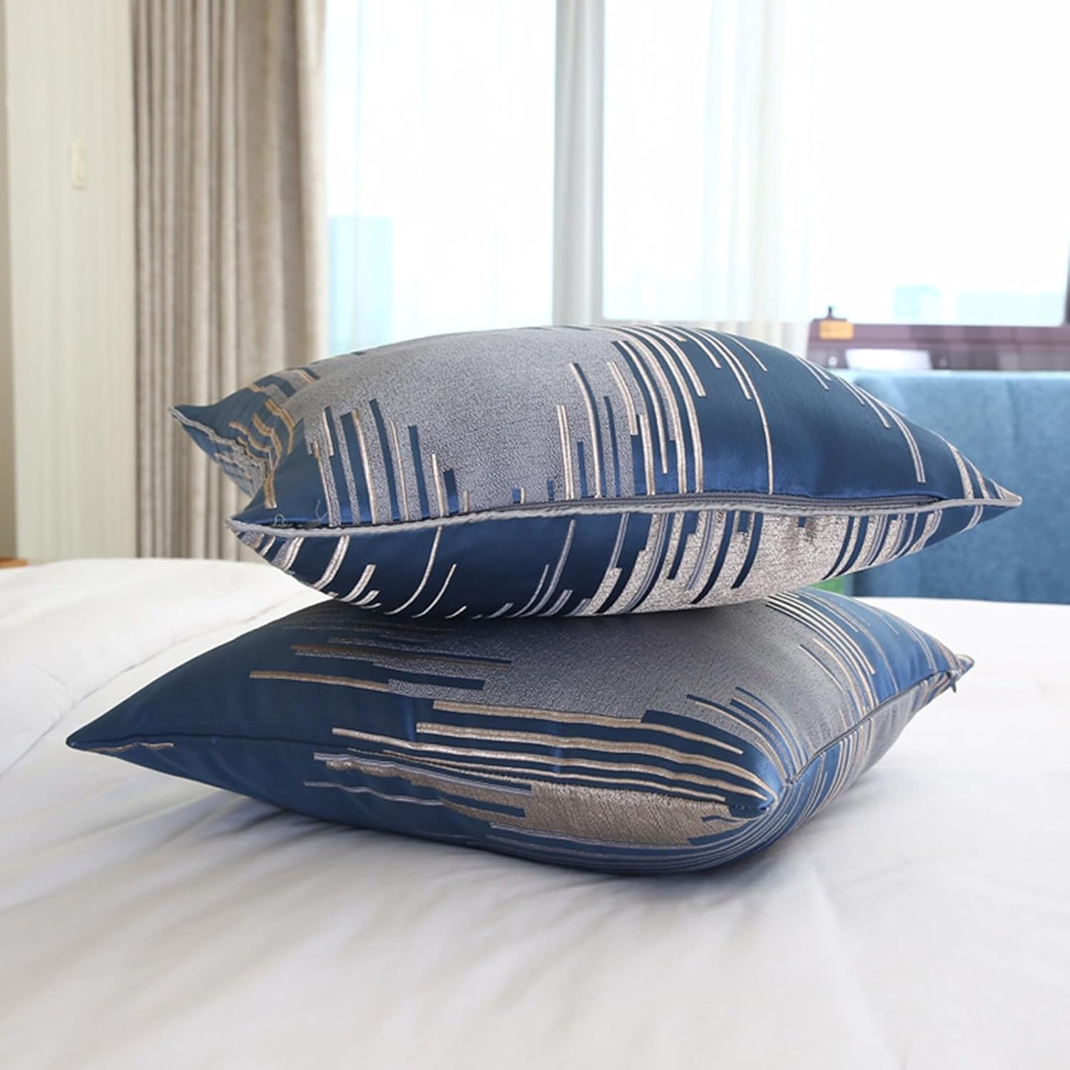 Bed Runner for Queen Size Bed, Spring Jacquard Striped Plaid Bed Scarf Throws, Summer Luxury Bedding Protector Slipcover Bed Runners for Hotel & Home(B,18 * 94"-Bed Runners)