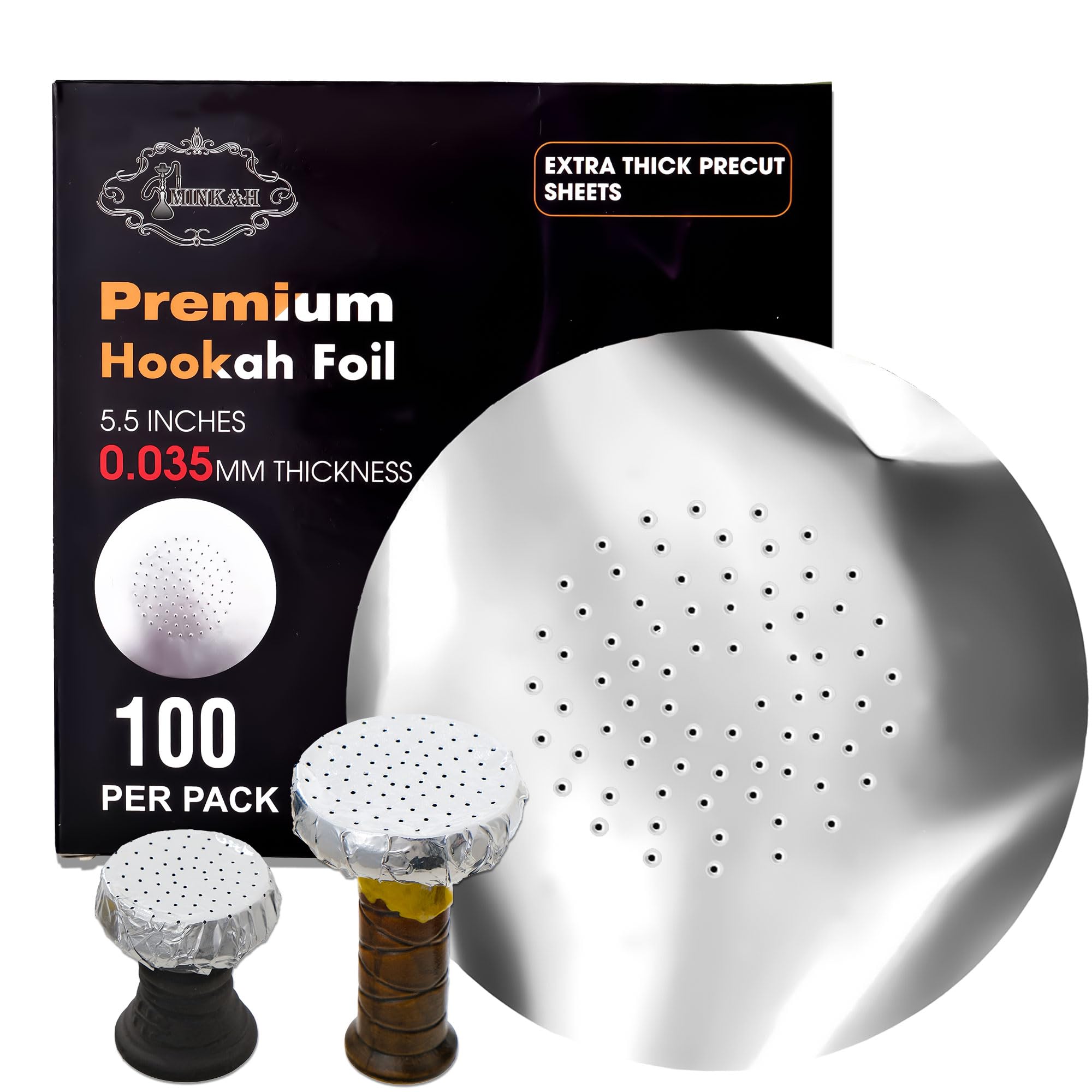 100 Sheets 0 035mm Thickened Hookah Foil with Holes Hookah Accessories Pre Punched Aluminum Foil Heavy Duty Pre-Poked