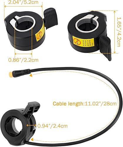 Miniatura 5 de Acelerador de pulgar Ebike, acelerador de pulgar de bicicleta eléctrica con conector macho, acelerador de dedo de control de velocidad impermeable