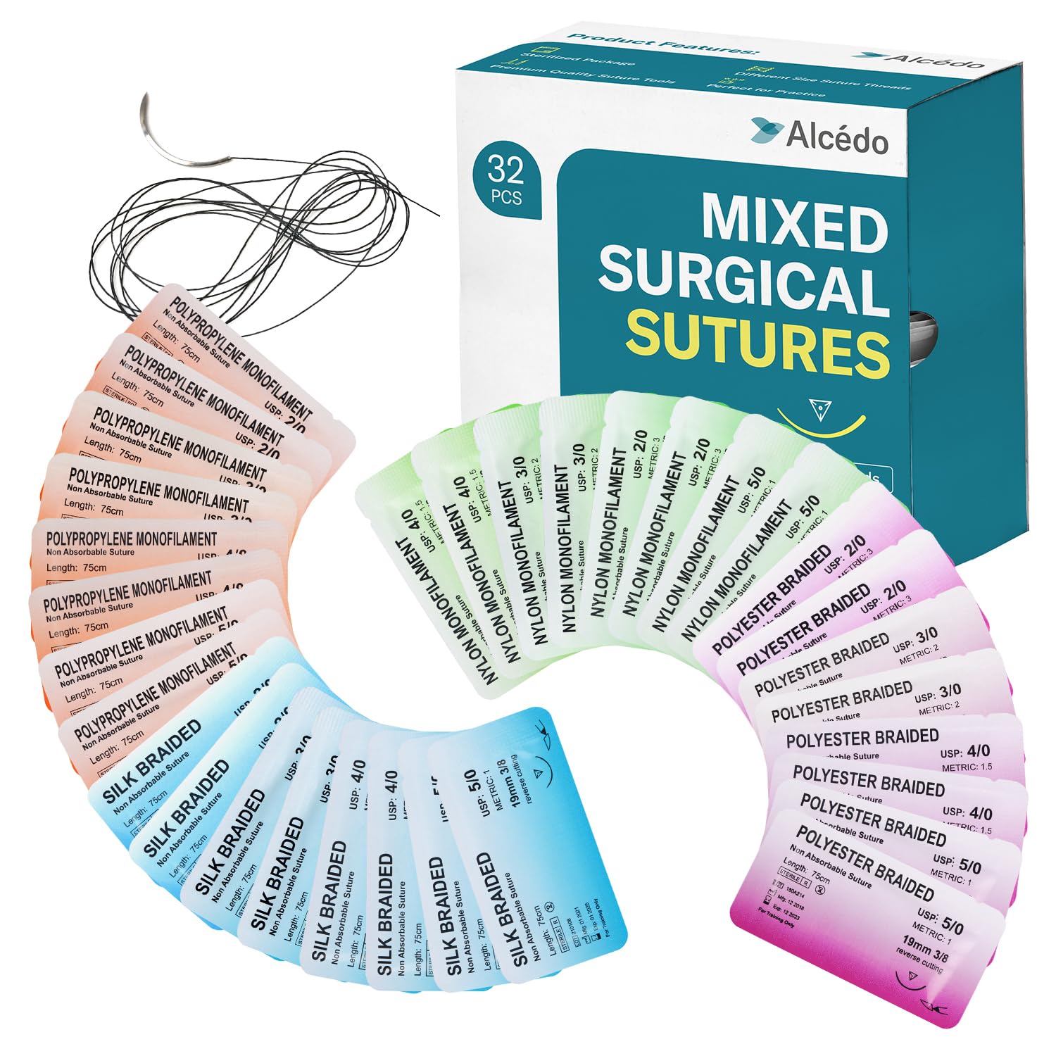 Alcedo Suture Kit with Thread, Needle & Tools (28-Piece) — Amazon image 11
