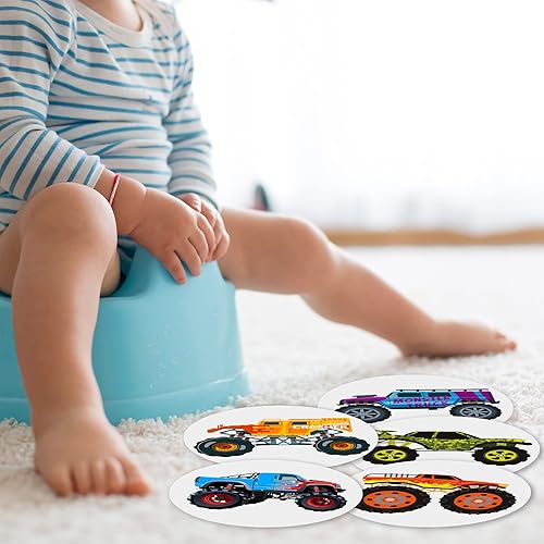 Miniatura 6 de Zonon 10 calcomanías de entrenamiento para ir al baño, camión, para niños, para inodoro, cambio de color, divertidos objetivos para orinar para