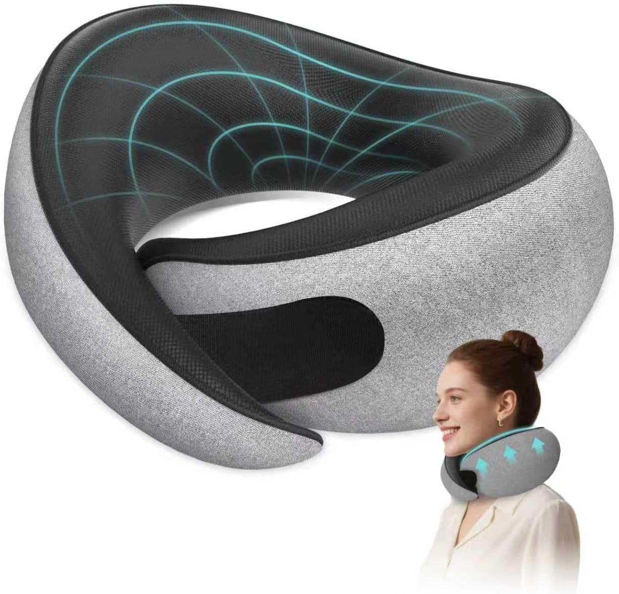 Medicane Neck Travel Pillow,Memory Foam Neck Pillow for Comfort on Airplane,Ergonomic Design for Travel, Car Rides, and Home Use