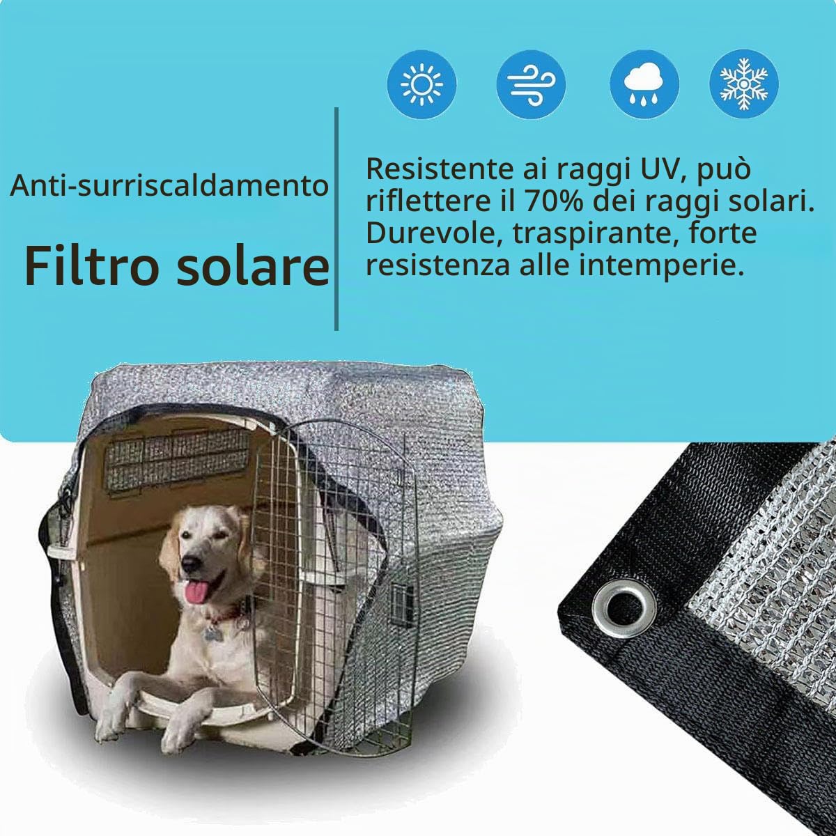 NEWFUN Telo Ombreggiante, 3x4m, Copertura Parasole Per Auto, SUV E Camper, Impermeabile E UV Resistente Per Viaggi E Campeggio