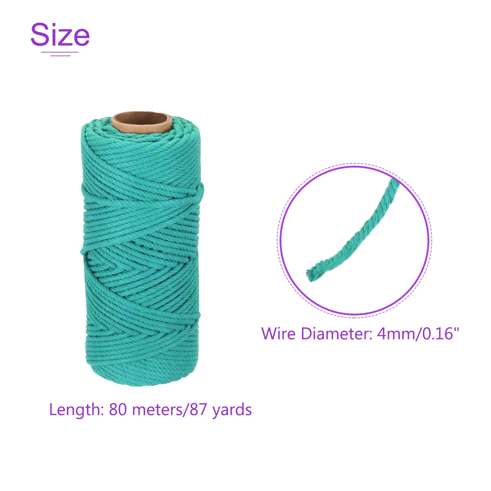 DMiotech 4mm x 80M (87 Yard) Elegant Green Natural Cotton Macrame Rope - Image 4