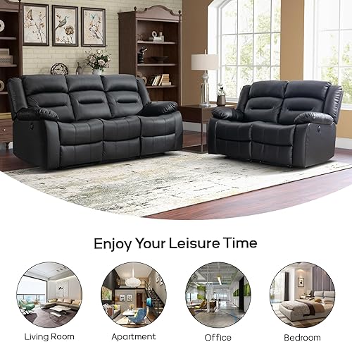 Miniatura 4 de EBELLO Sofá Reclinable Eléctrico de Piel Sintética para 2 Personas, Juego de Sofá Reclinable de 3 Asientos, Sillón Sofá Reclinable Eléctrico para