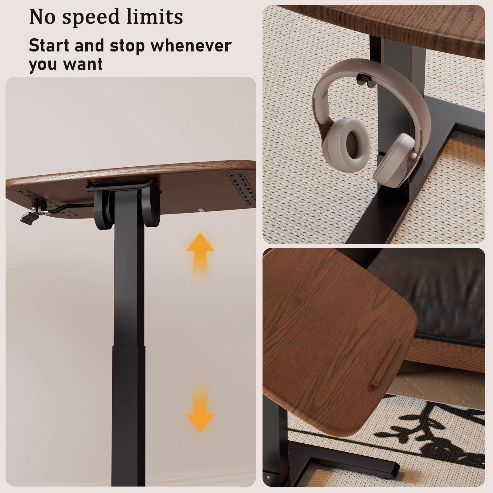 Mesa ajustable para cama con ruedas, carrito de escritorio para laptop