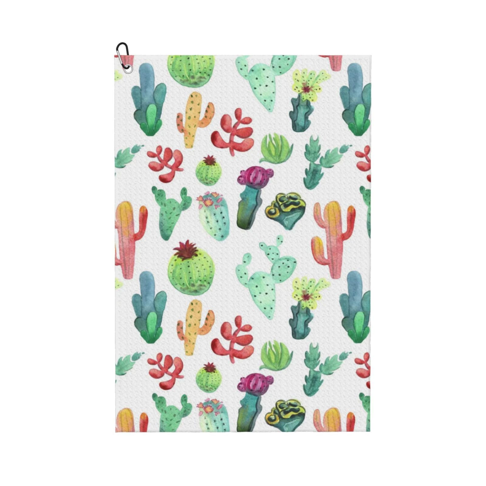 Hnnkloy Watercolor Cactus Succulents, 16x24 in Portable Waffle Golf Towels with Carabiner Clip for Golf Bag