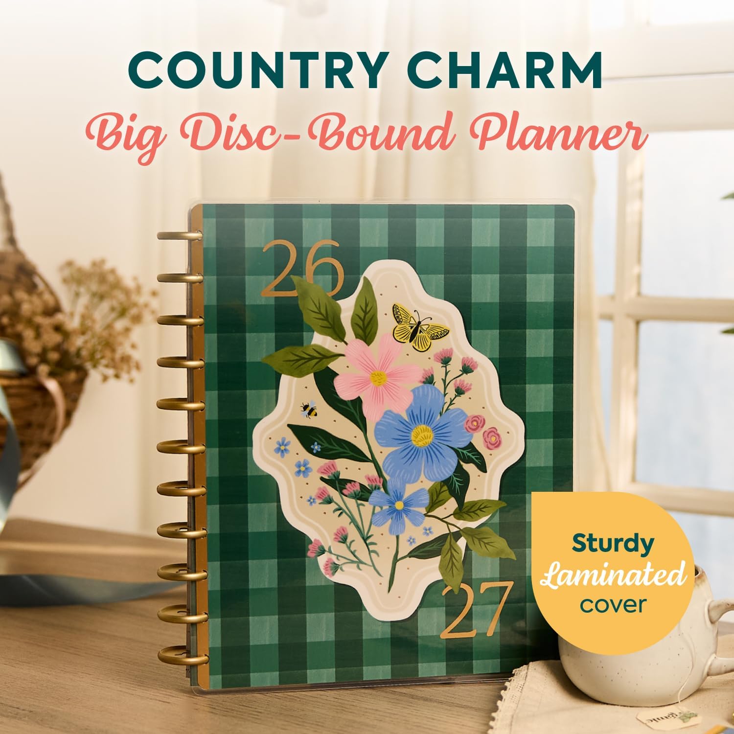 Happy Planner Disc-Bound Planner July 2026–Dec. 2027, 18-Month Planner, Big Size, 8.5" x 11", Vertical Layout, Country Charm