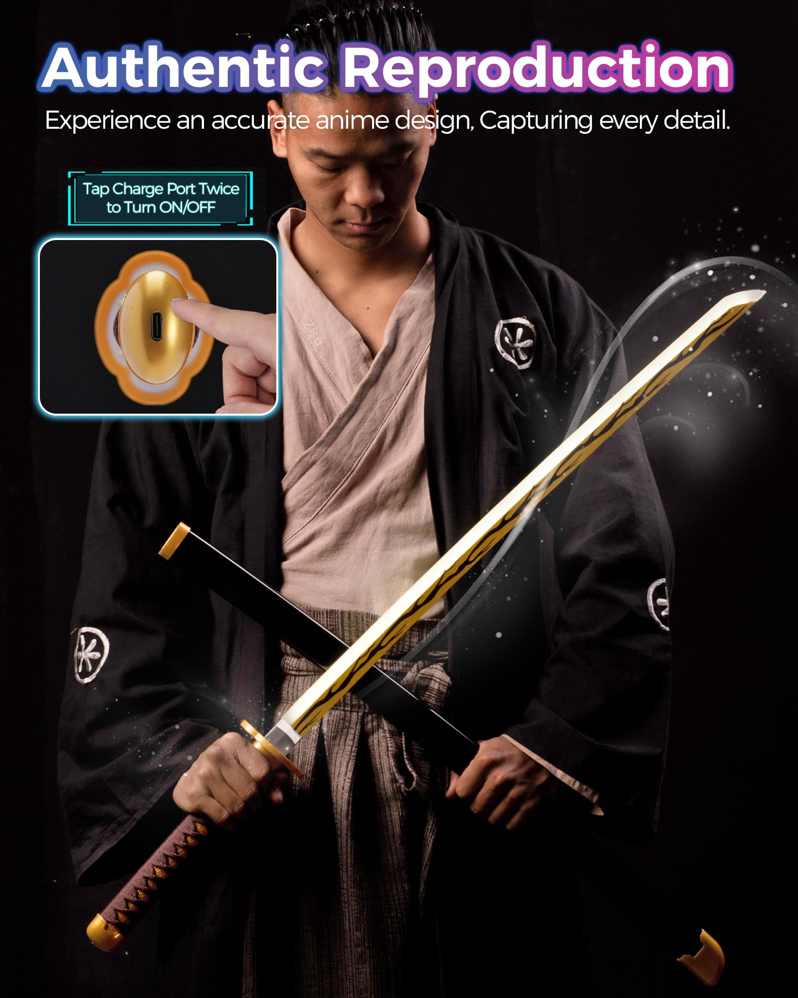 Épée Lumineuse LED Rechargeable SUNGOOYUE - Effets Multicolores, Son Et Lumière Synchronisés - Idéal Pour Cosplay, Soirées, Déguisements SF