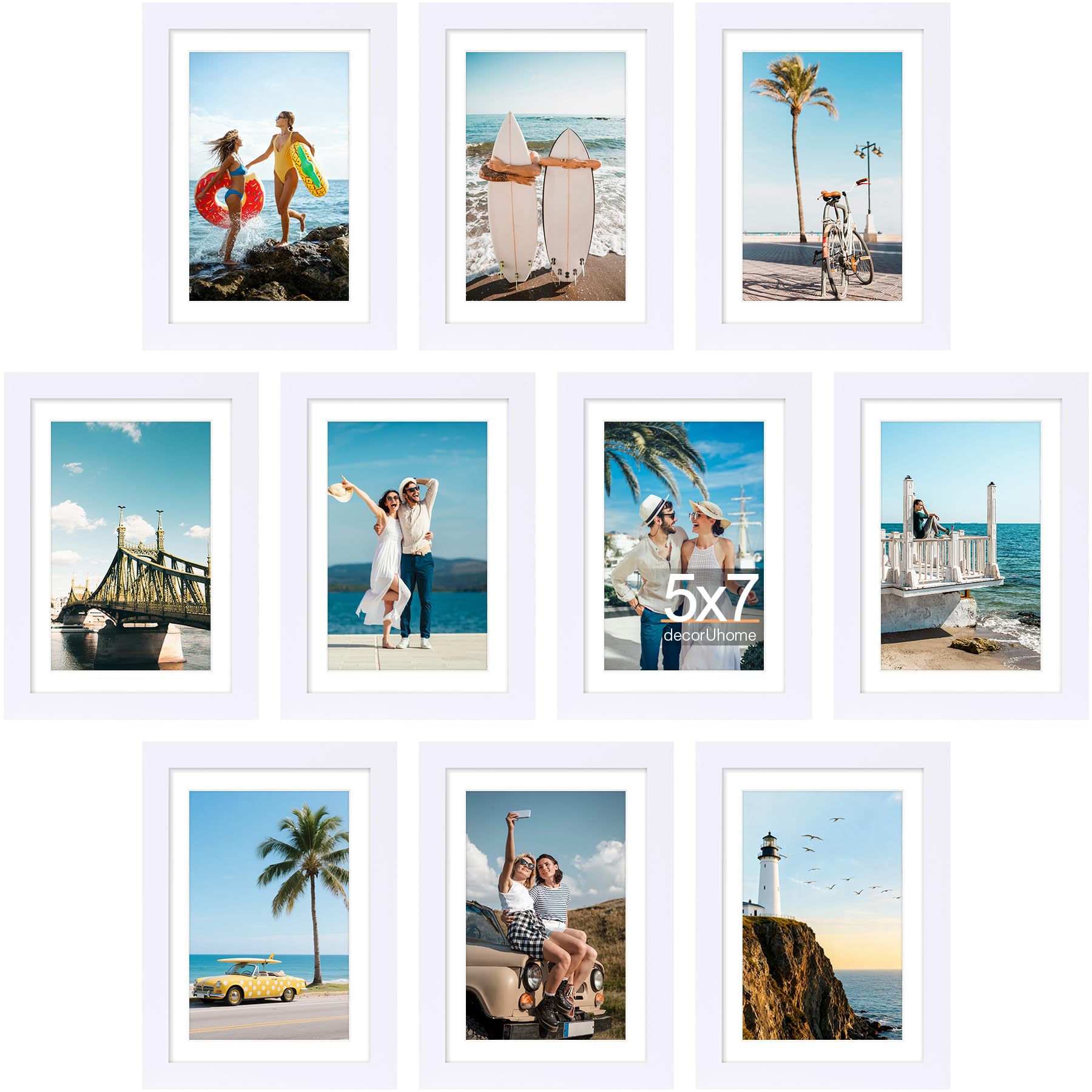 decorUhome 10 Pack 5x7 White Picture Frames