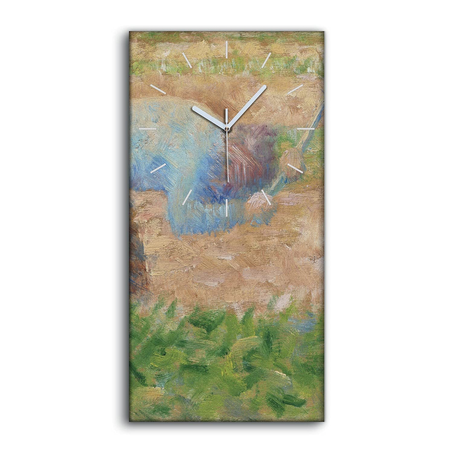 Horloge sur Toile Mains Blanches Coloray Tableau 30x60cm Art Silencieux
