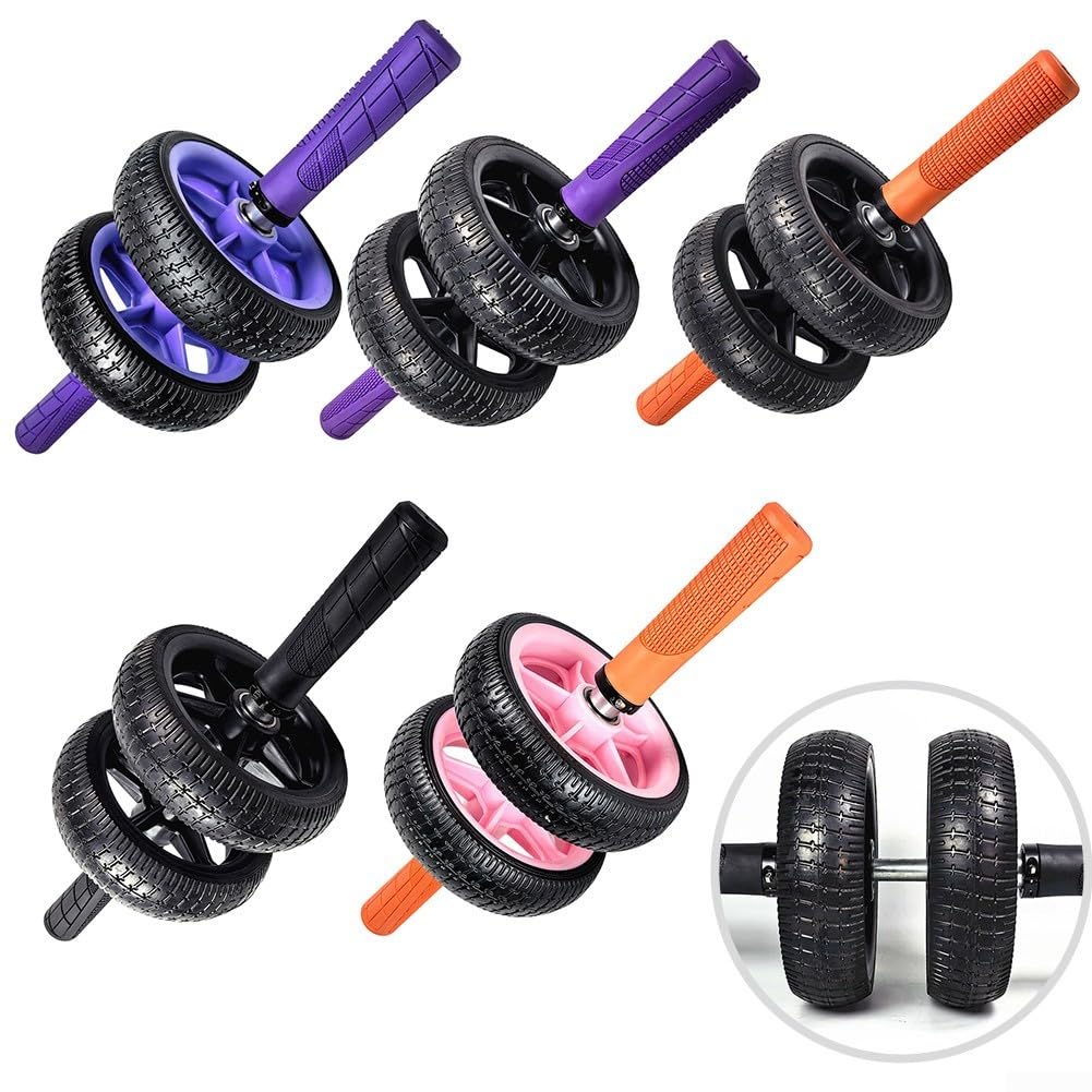 Rueda de abdominales sin rebote con neumáticos de goma dobles para entrenamiento central y construcción muscular del estómago, rodillo de ejercicio resistente para gimnasio en casa, equipo de fitness