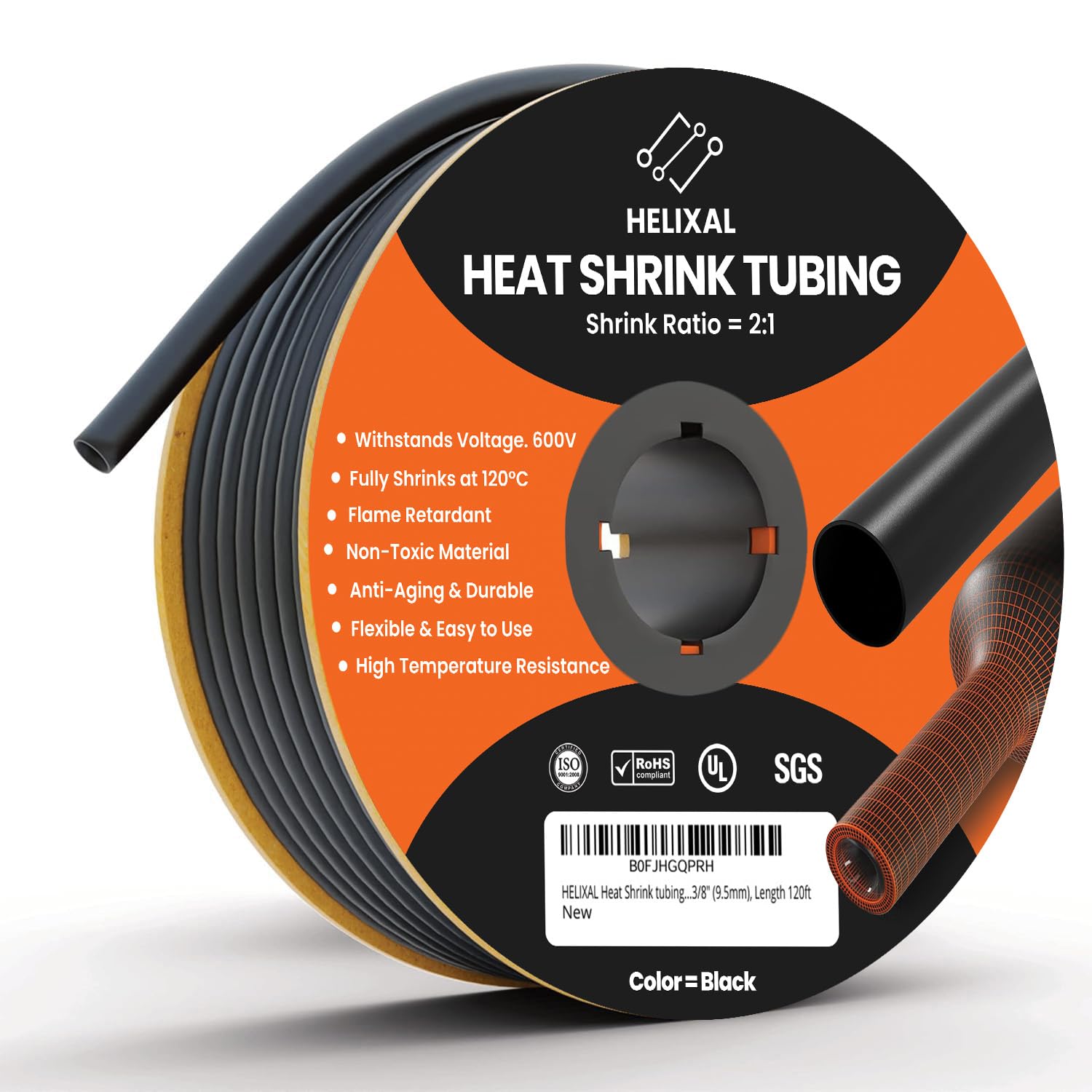 3/8" 9.5mm HELIXAL 2:1 Heat Shrink Tubing 120ft Spool with Airtight Seal