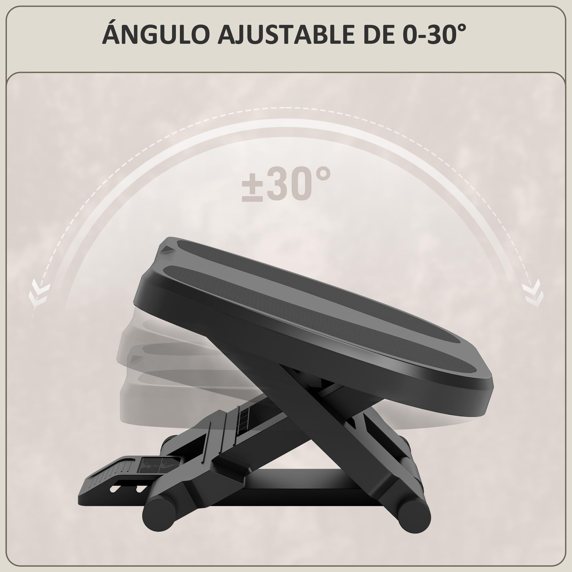 HOMCOM Reposapiés de Oficina Reposapiés con Altura y Ángulo Ajustable Reposa Pies con Superficie de Masaje y Almohadillas Antideslizantes para Estudio Hogar Gris