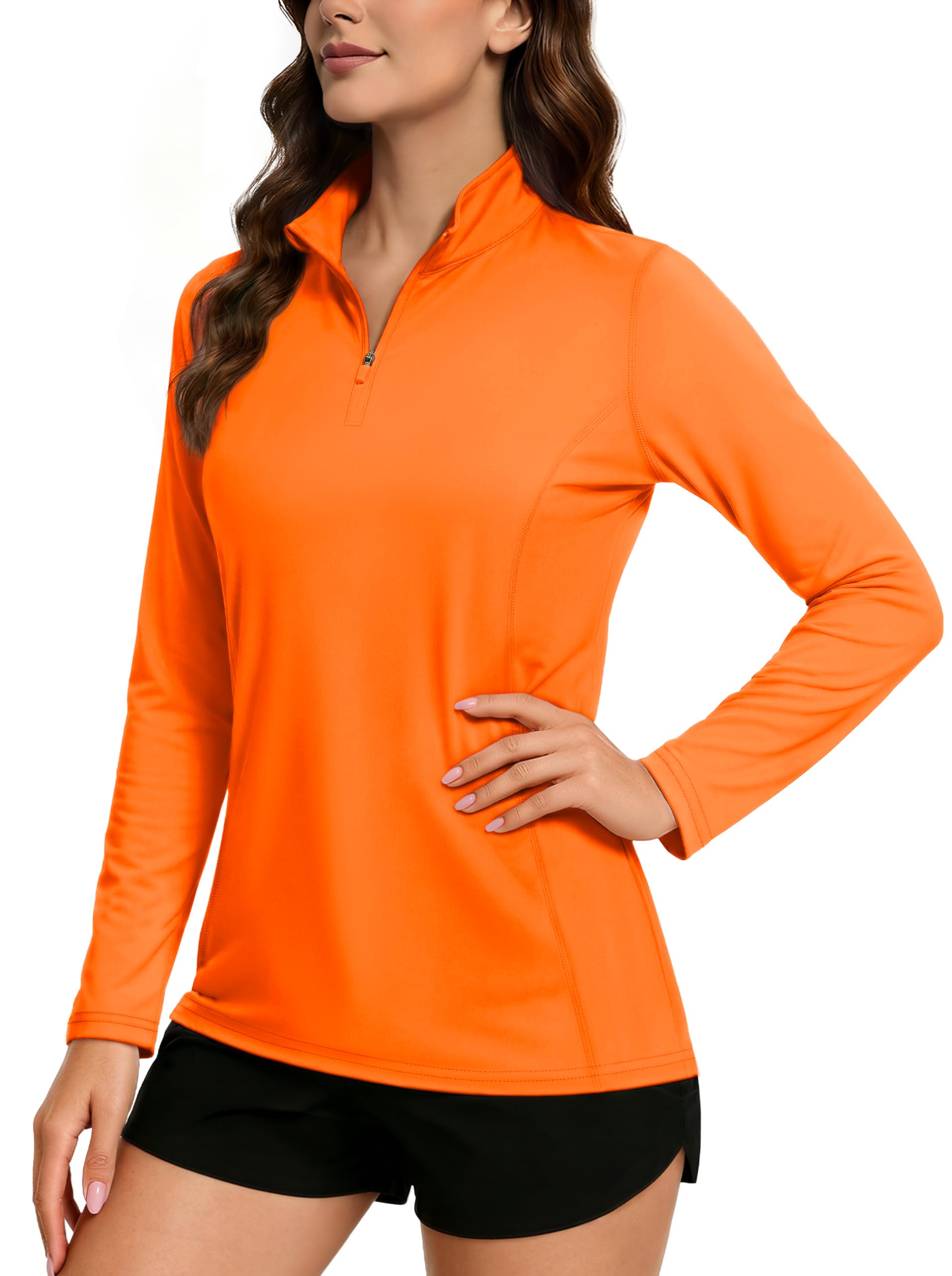 Women's Quarter Zip Pullover Golf Shirts UPF 50+ Long Sleeve Sun Shirts UV Protection Workout Tops