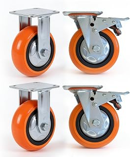 GarveeTech Heavy Duty Casters Wheels Set of 4 with 2 Locking Casters, Load Capacity 1800lbs for Carts, Furniture, and Workbench (Orange)