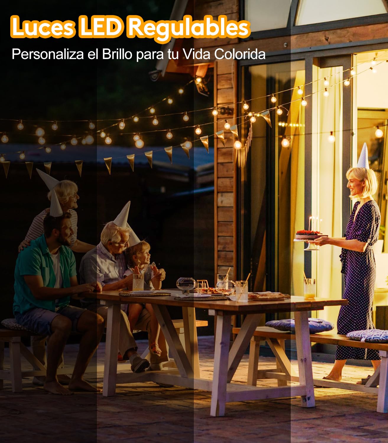 Guirnalda Luces Exterior Jardín Led 20M G40 Bombillas 65.5ft Luz Exteriores Guirnaldas Dimmable IP44 Impermeable Conectable Terraza Iluminacion Exteriors Lampadas para Navidad Fiesta Pergolas