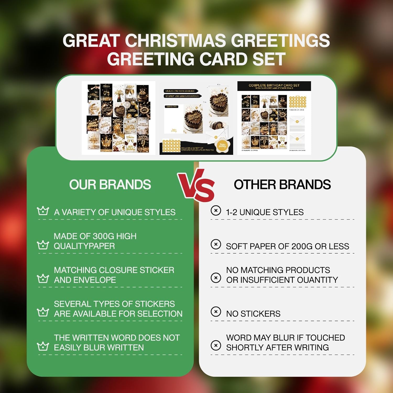 20 Pack Birthday Cards for Women, Messages, Envelopes, and Stickers | 4x6 Inch Happy Birthday Cards Bulk for Family, Kids, Friends, Work, and Office Celebrations. (20 Pcs Cards With Black and gold style) - Image 3