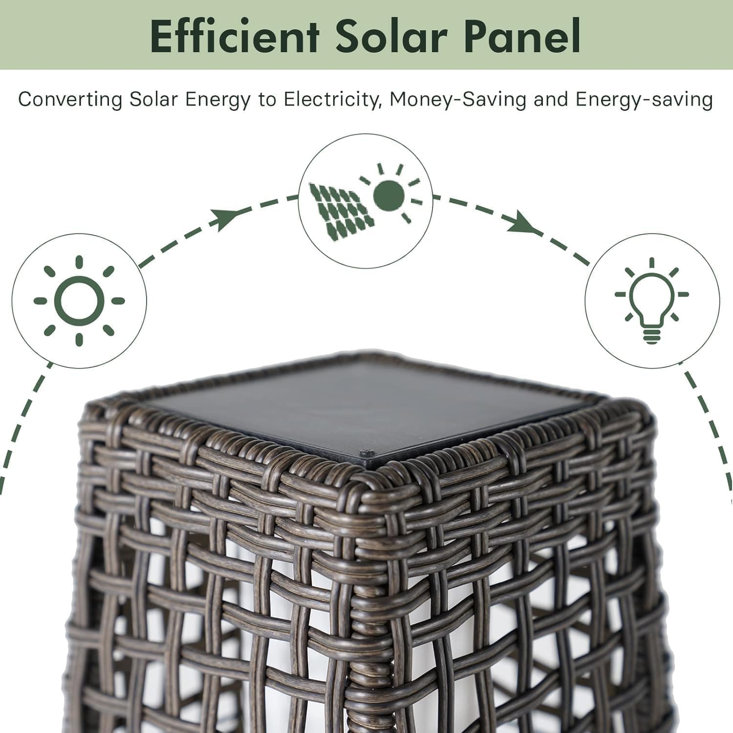 Solar Yard 2-Piece Outdoor Floor Lamp Solar Lantern Waterproof Wicker Boho Deck Lights for Garden Porch Decor, Large Fuji Dark Brown