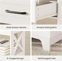 Vista 6 de Tall Nightstand Set of 2 Side Table with 2 Drawers Modern Night Stand Wooden End Table Bedside Table with Upper Open Shelf Solid Feet for Bedroom