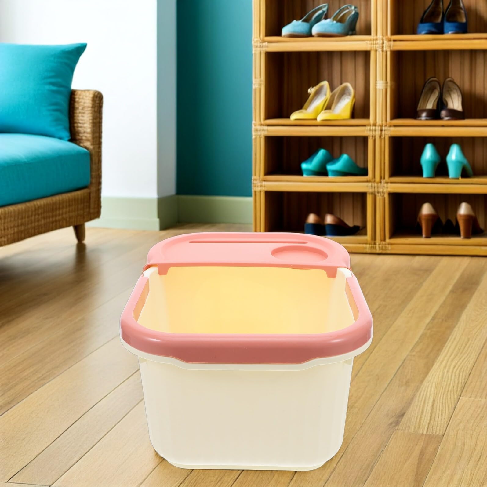 Zerodeko Fußbadewanne aus Kunststoff mit Halbabdeckung für Langlebiges Fußbad Klappbarer Fußbadewanne für Pediküre Einfacher Lagerung und Mobiler Nutzung als Wäscheeimer