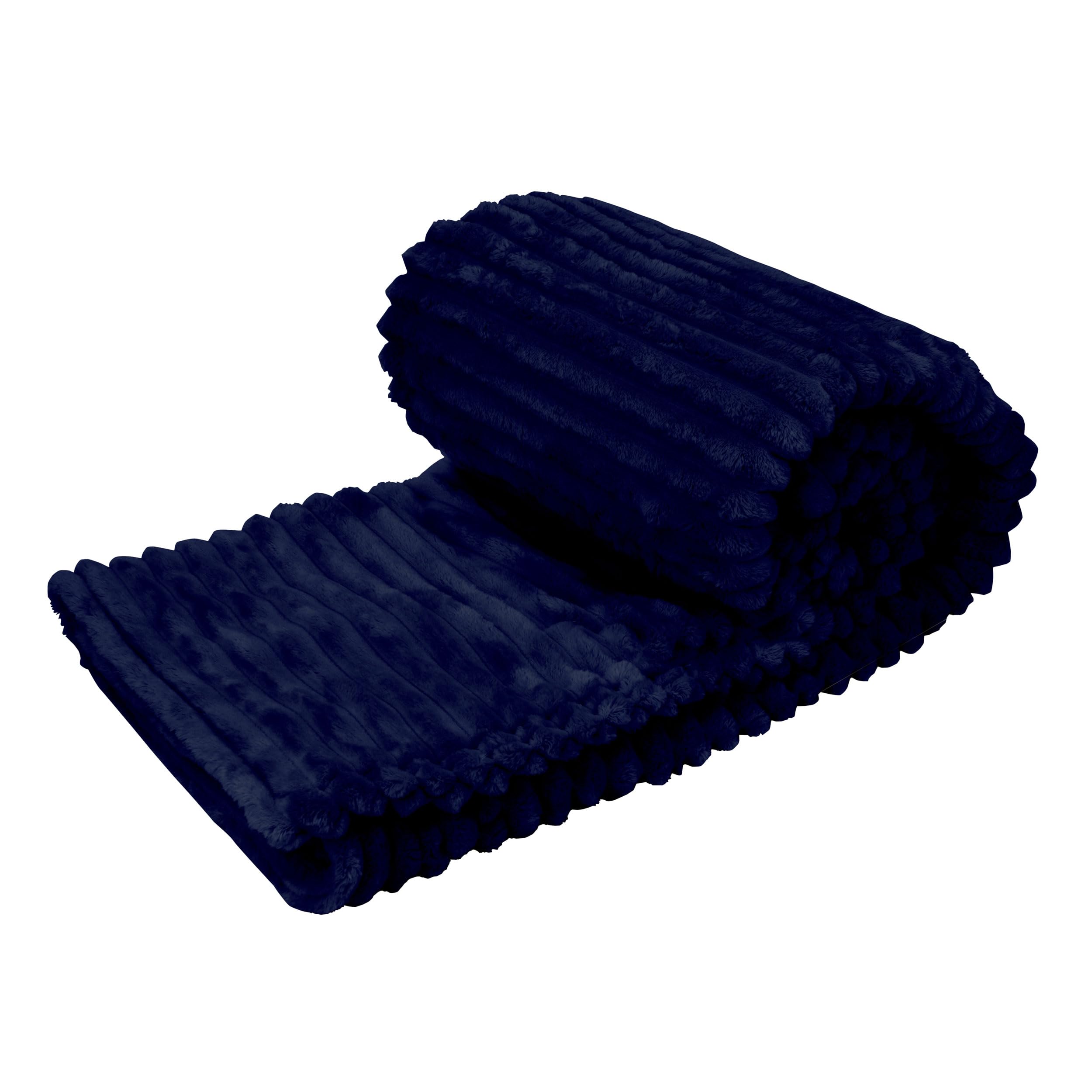 Neo Navy Electric Blanket Heated Fleece Overblanket 160X130cm Throw Machine Washable Remote Timer Control Heat Settings (Navy)
