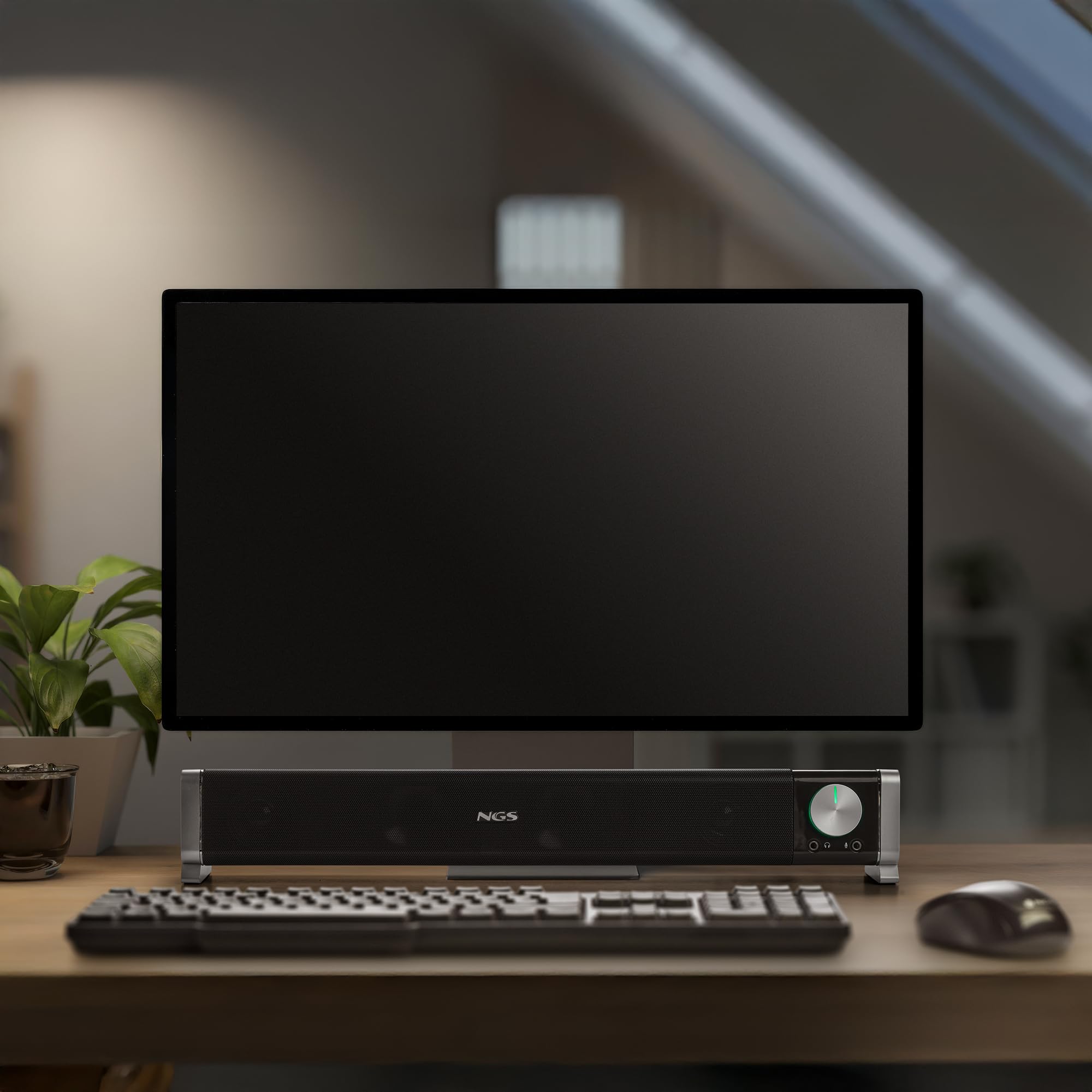 NGS SB500 BT - Barre de Son Bluetooth 20 W pour PC, TV, Tablette et Mobile, stéréo, USB, Prise 3,5 mm, entrée Micro, Sortie Casque, Plug & Play