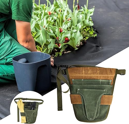 Miniatura 6 de Práctico cinturón de herramientas de jardín, con múltiples bolsillos, resistente, para herramientas de jardinería al aire libre, cinturón para