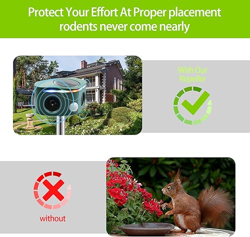 Miniatura 7 de Heco Armor Repelente solar ultrasónico de animales al aire libre con sensor de movimiento, dispositivos repelentes de gatos de ciervos y ardillas