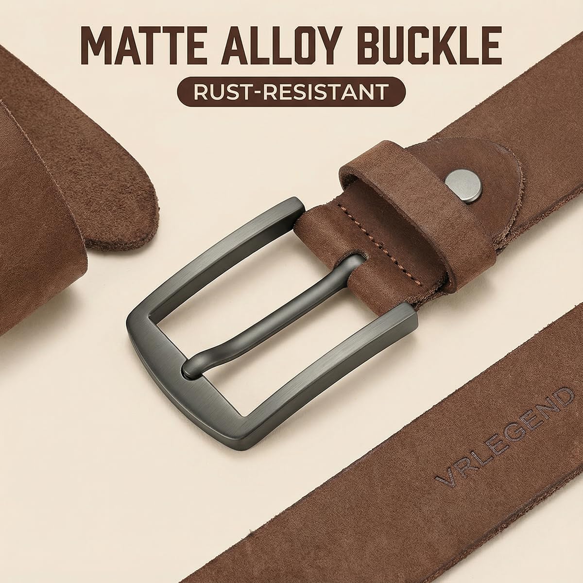 VRLEGEND Ceinture Homme Cuir Ceinturon En Cuir Pleine Fleur,100% Cuir Véritable 38 mm De Largeur avec Boîte Cadeau