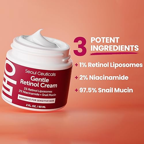 Miniatura 2 de SeoulCeuticals Crema de noche con retinol coreano al 1%, 97.5% de mucina de caracol + 2% de crema hidratante de niacinamida para la cara, belleza