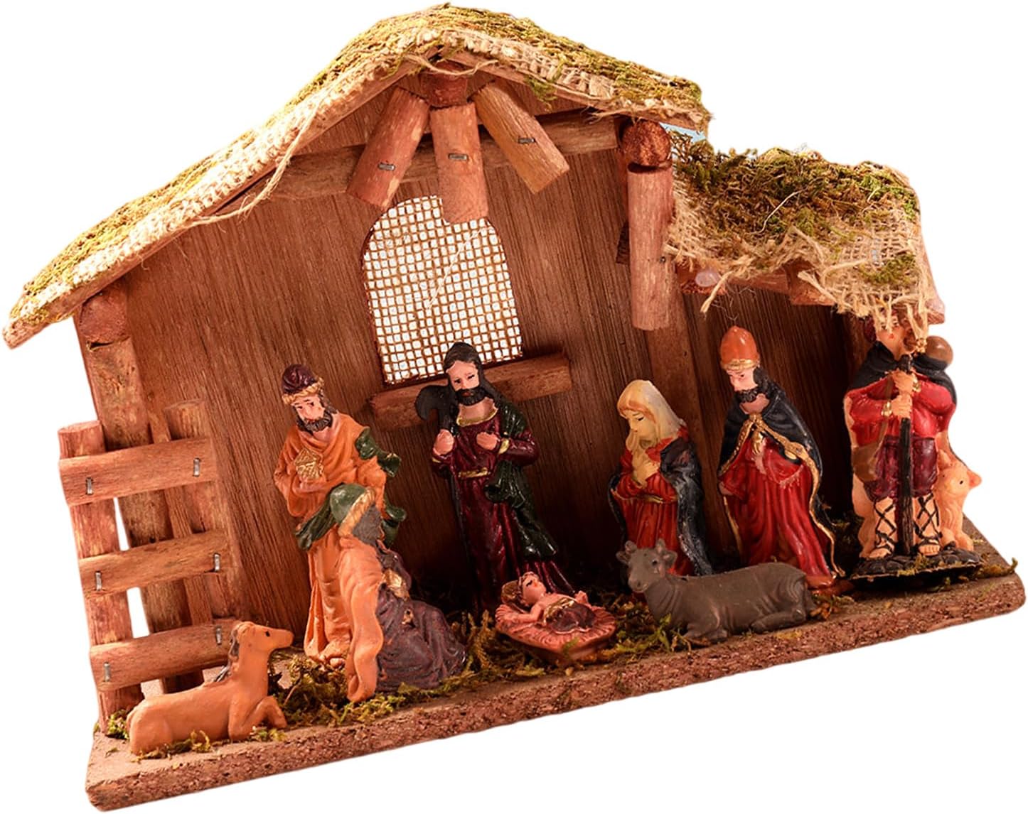 Resin Nativity Figurines Xmases Natvity Scene Statues Tabletop Ornament Resin Manger Holy Family Sculptures Home Decors Christmas Nativity Figurines