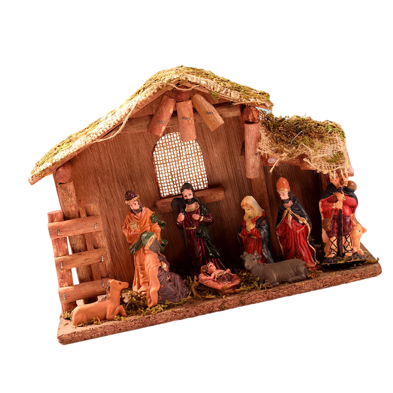 Presepe di Natale Figurine Scena In Resina Statua Con Stabile Sacra Famiglia Statua Centrotavola Decori Casa Scene Di Natale Sculture