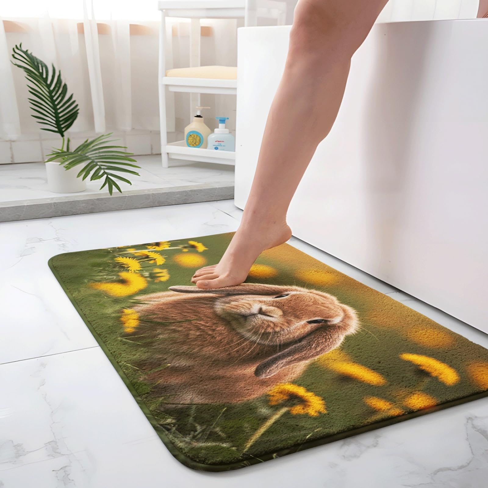 Alfombra De Baño 50X80Cm Conejo Gris Alfombras Baño Antideslizante,Microfibra Absorbente Alfombrilla,Lavable A Máquina,Suave Y Acogedora,para Dormitorio Sala Estar